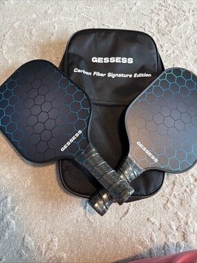 Carbon Fiber Signature Edition Pickleball Paddles - Black/Blue (2 Pack)